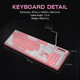 คีย์บอร์ดเกมส์มิ่ง OKER KB-912 RGB ชมพูขาว ใหม่ล่าสุด