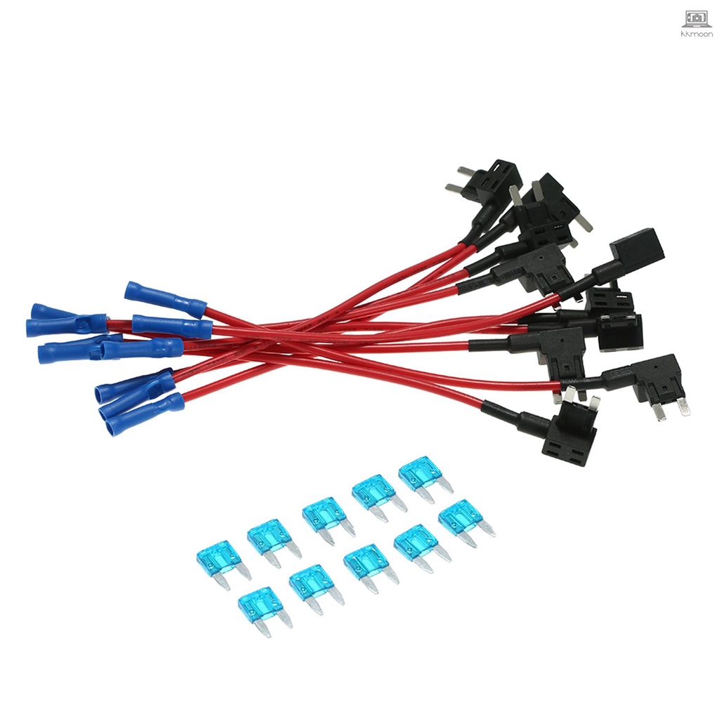 10Pcs 12V Car Add-a-circuit Fuse TAP Adapter Mini Blade Fuse Holder ATM ...