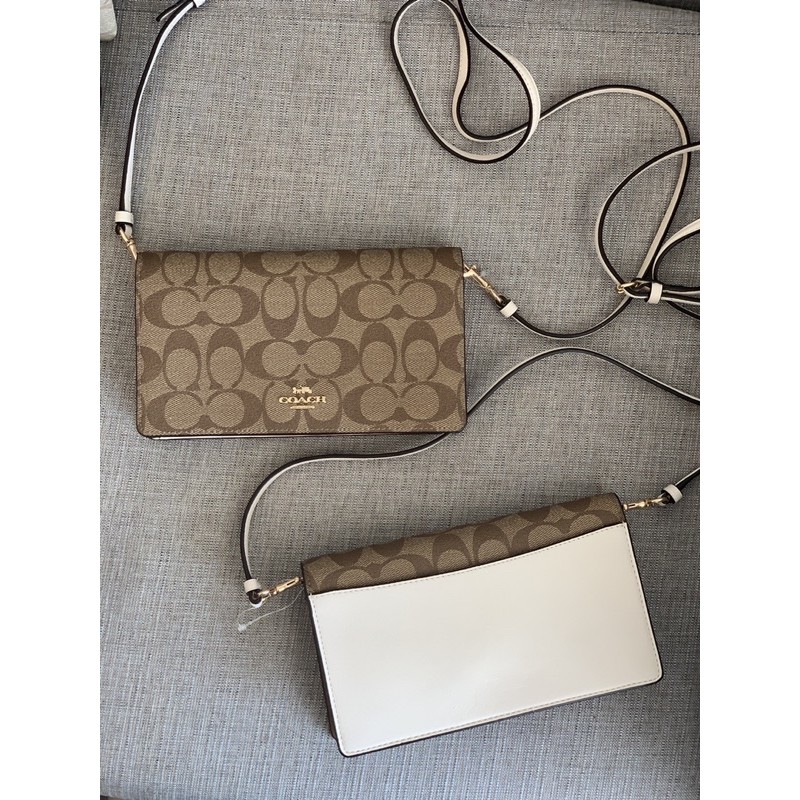 ANNA FOLDOVER CROSSBODY CLUTCH IN SIGNATURE CANVAS (COACH 3036)