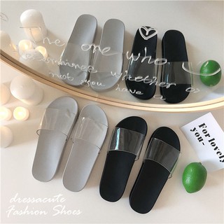 [No.1912] รองเท้าแตะยาง สายกึ่งใส สไตล์เกาหลี (เพิ่ม 1-2 ไซส์ อ่านรายละเอียด)