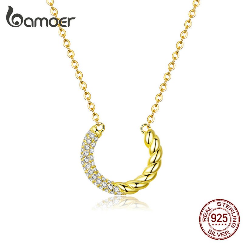 BAMOER Weaving Geometry Necklace 925 Silver BSN137