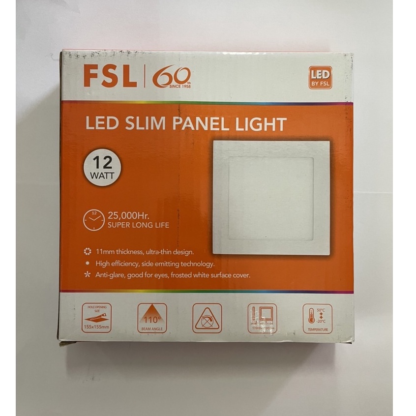 หลอดไฟ LED FSL แบบฝังฝ้า(เหลี่ยม) 12W