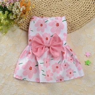 Summer 5Colors Pet Floral Skirt with Bow Tie Design for Cat Supply