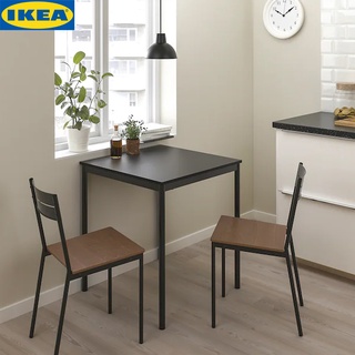 IKEA SANDSBERG ซันด์เบรย์ เก้าอี้, ดำ/ย้อมสีน้ำตาล เก้าอี้ทานข้าว เก้าอีกินข้าว ขาพลาสติกป้องกันพื้นเป็นรอย  แนะนำให้ใช้