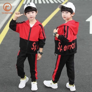 YA ZHOU LONG ชุดสูทเด็กผู้ชาย ชุดกีฬาสองชิ้นสำหรับเด็กผู้ชายแบบตะวันตก