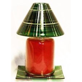 Jar Candle Shade &amp; Tray Green Plaid