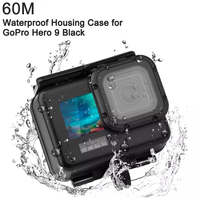 เคสกันน้ำ GoPro Hero 12 11 10 9 เคสกันน้ำ สีดำ พร้อมกับฝาทัชสกรีน และ Diving Filter