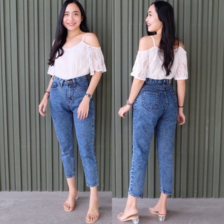 Cc jeans XXL 132 กางเกงยีนส์ผู้หญิง ทรงบอย เอวสูง ยีนส์ฟอกเซอร์