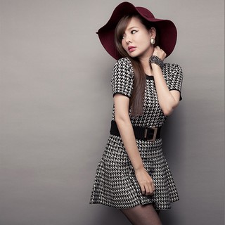 ชุดเสื้อคู่กระโปรงแฟชั่นญี่ปุ่นลายชิโนริผ้าคอตตอนนิตติ้ง (SET0066)