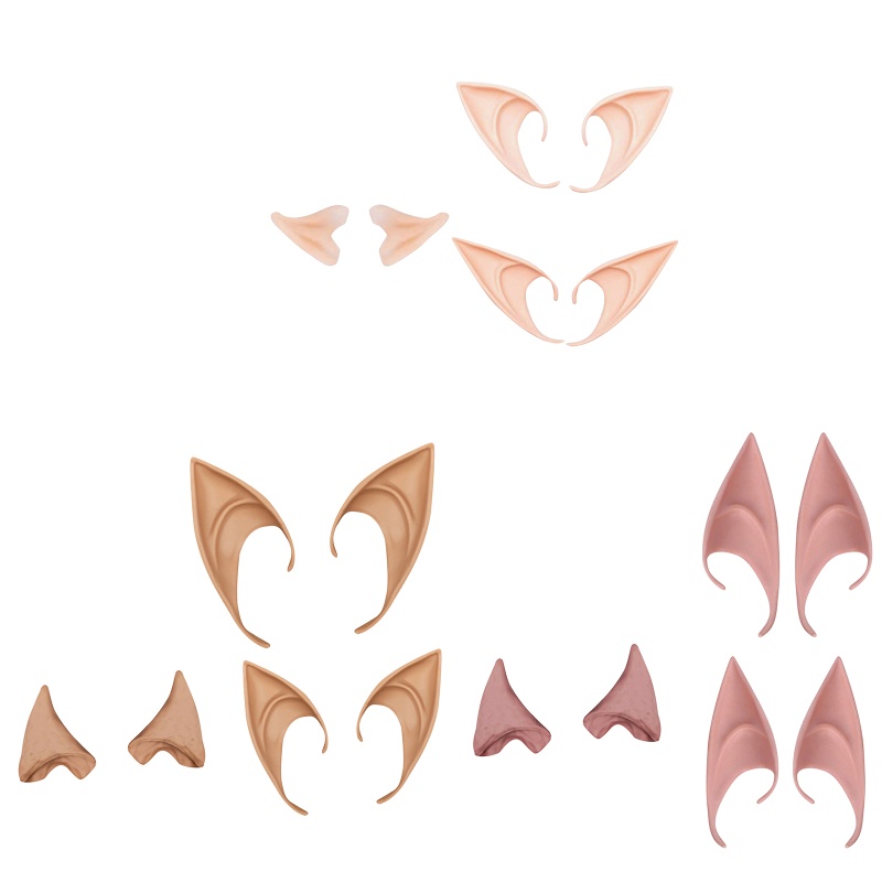 3 Pairs Halloween Fairy Elf Ears Simulation Soft Latex Ears for Masquerade Party
