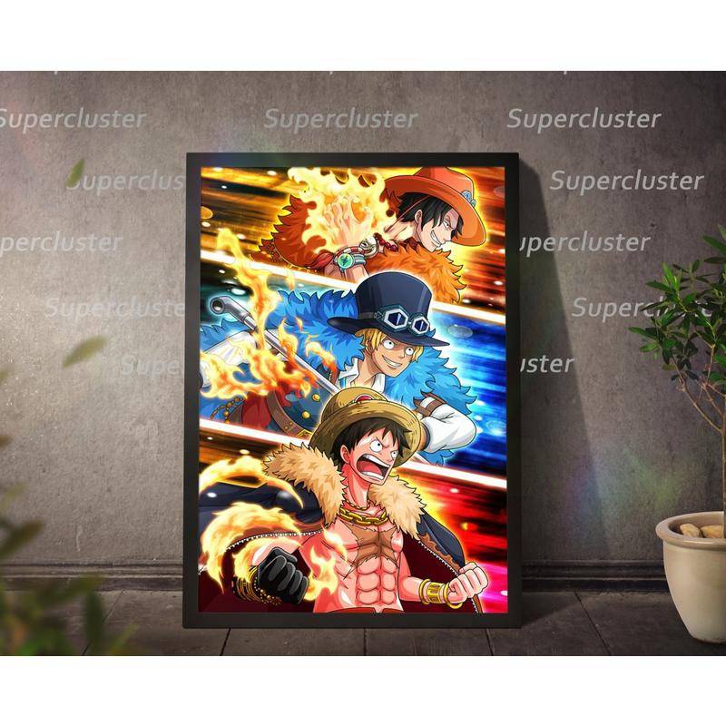 โปสเตอร์ผ้าใบ พิมพ์ลาย One Piece The Three Brothers Luffy Ace Sabo สําหรับตกแต่งบ้าน ราคา ถูกที่สุด ดีลบีเคเค แกลเลอรีภาพที่ 4