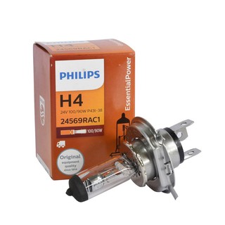 หลอดไฟหน้า H4(24V)100/90W(จานแฉก) PHILIPS(24569 RA)