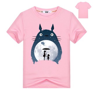 เสื้อยืดแขนสั้นผ้าฝ้ายพิมพ์ลาย Totoro สำหรับเด็ก