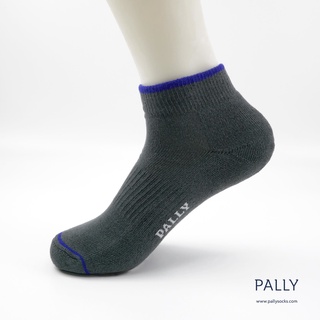 PALLY : ถุงเท้ากีฬาข้อสั้นพื้นหนา  Daily Sport Socks สีล้วน มี 3 สี (ดำ กรม เทา) 1 คู่แพ็ค ขนาด US 37 - 44