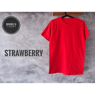 ออกใบกำกับภาษีได้ - เสื้อยืดสีพื้น ( STRAWBERRY ) สีแดงเข้ม **ไม่มีการเย็บตะเข็บข้างตัวเสื้อ**