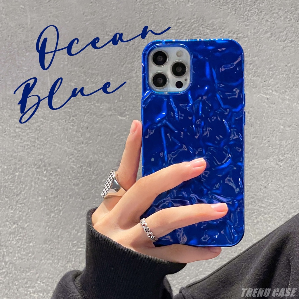เคสโทรศัพท์มือถือ แบบนิ่ม ป้องกันกระแทก สีฟ้า หรูหรา สําหรับ iPhone 13 12 11 Pro XS Max XR X 8 7 Plus