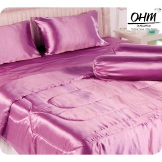 OHM ผ้านวมคู่ 70 นิ้ว x 90 นิ้ว ผ้าเครปซาติน 220 เส้น (สีชมพูหวาน)