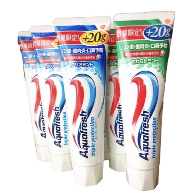 🚘พร้อมส่ง ยาสีฟัน Aquafresh Triple Protection สูตรปกป้อง ขนาด 160กรัม จากญี่ปุ่น🇯🇵