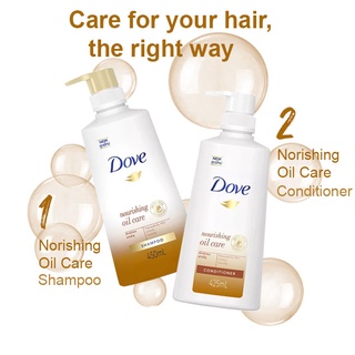 Dove Nourishing  Oil Care Conditioner 425ml. โดฟ ครีมนวด ลดผมชี้ฟู ผมนุ่มลื่นขึ้น 99% สีทอง kawaofficialth