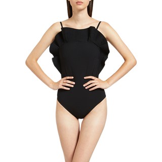 Angelys Balek ชุดว่ายน้ำ วันพีช มีระบาย Black Ruffle Swimsuit รุ่น SS20SW00103205 สีดำ