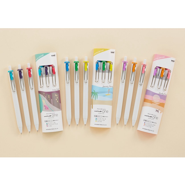 ปากกา ปากกาเจล เซท 3 ด้าม uni-ball one รุ่น Citi POP Color Limited Edition  3 โทนสี หมึกเข้ม แห้งไว หัว 0.38 และ 0.5 มม.