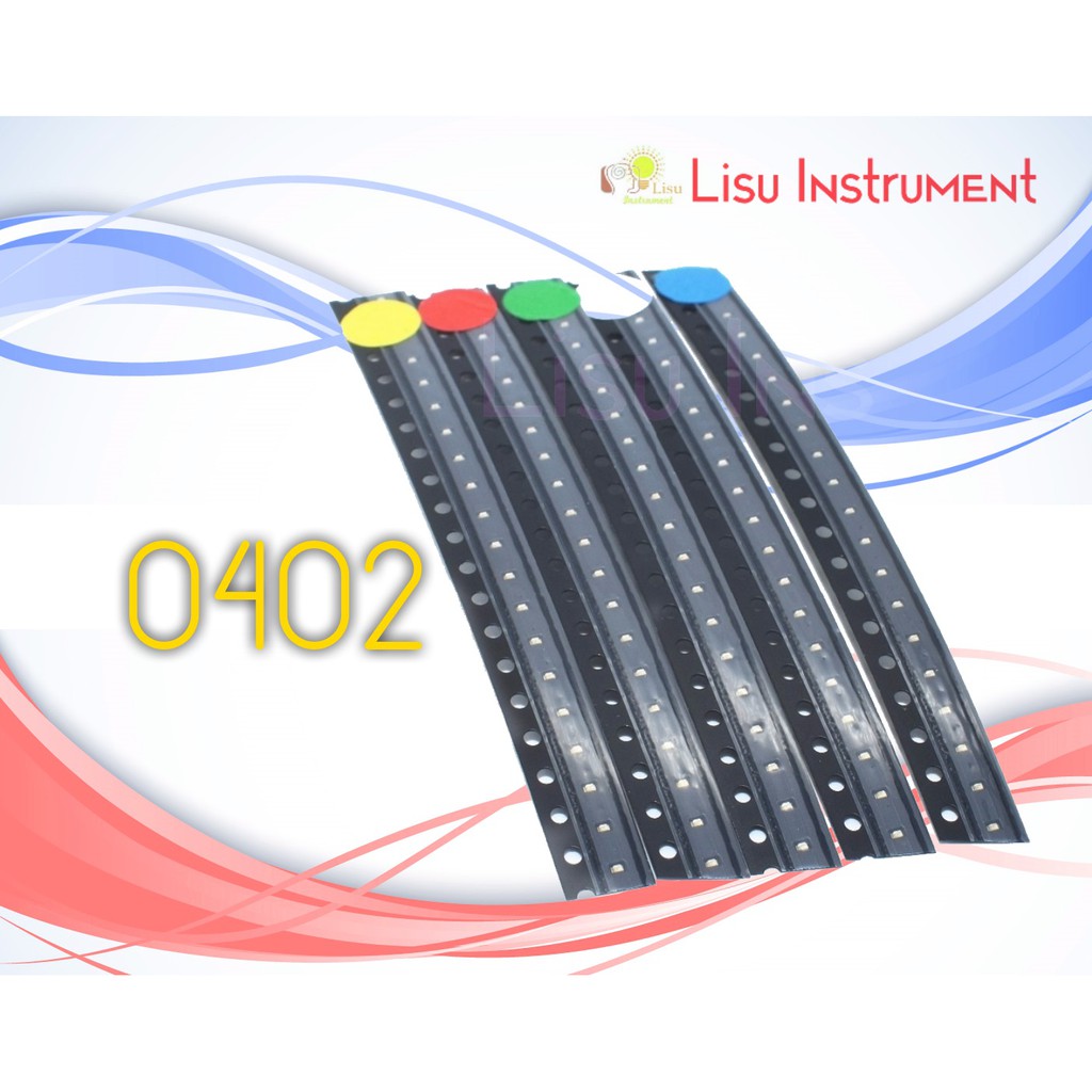 MERAH HIJAU 0402 LED SMD SMT Ultra Bright 5 สีตัวเลือกสีขาวสีแดงสีฟ้าสีเหลืองสีเขียว