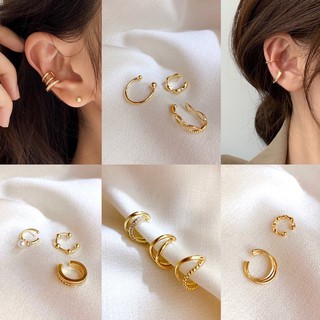 Ringring_acc | Korea Ear Cuff Set ต่างหูหนีบสไตล์เกาหลี สีทอง/เงิน