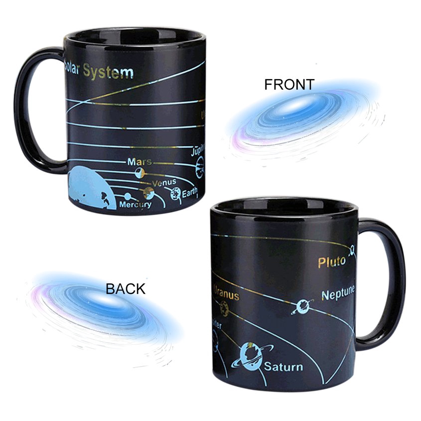 Solar System World Map Ceramic Coffee Mugs Heat Sensitive Color Changing Mug