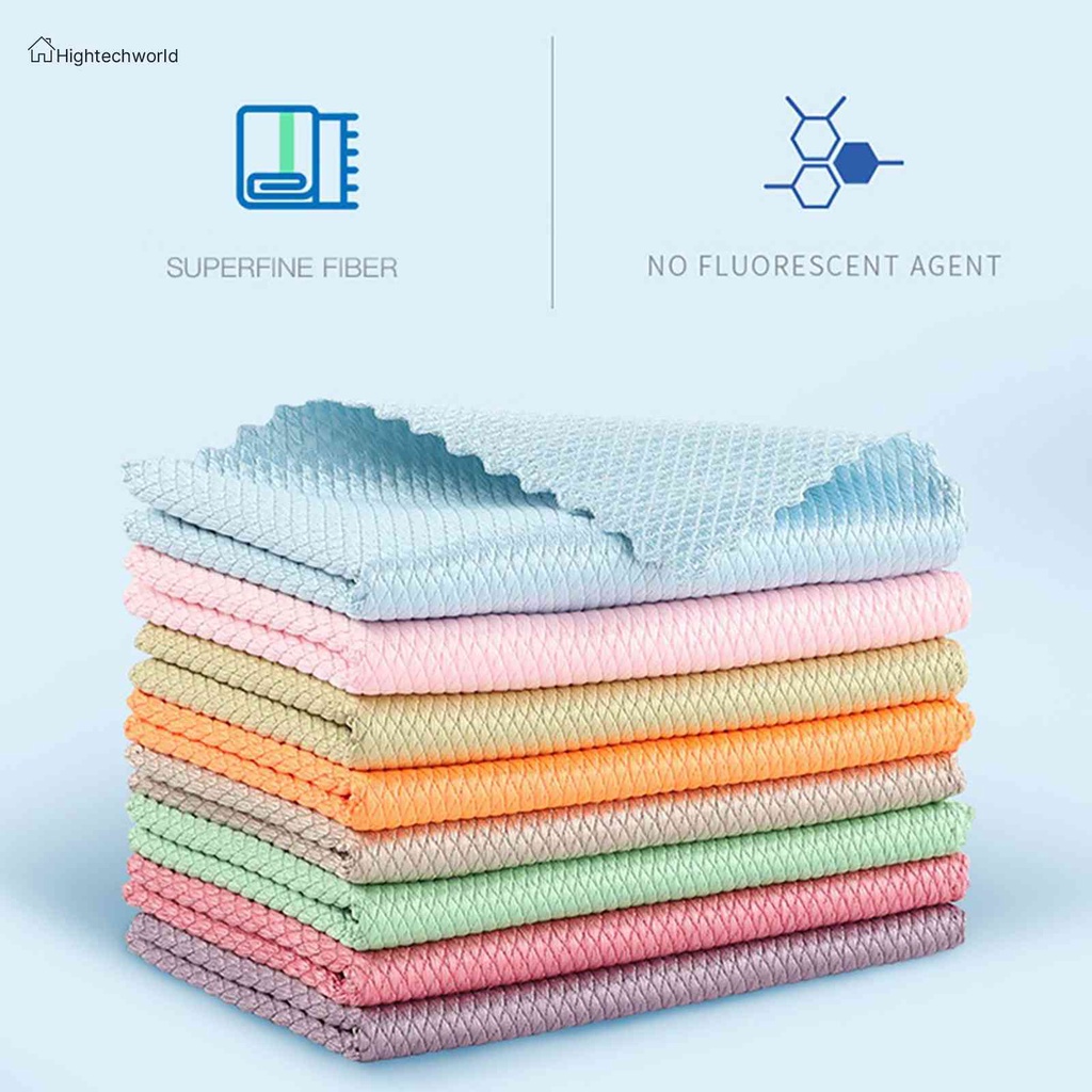 [Hightechworld.th] ผ้าไมโครไฟเบอร์ สําหรับล้างจาน เกล็ดปลา 5 ชิ้น