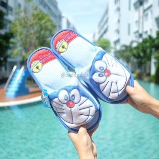 รองเท้าใส่ในบ้าน พื้นบาง หน้า Doraemon โดเรมอน กระดิ่ง ส้นสีแดง