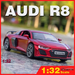 Klt โมเดลรถยนต์ 1:32 Audi R8 V10 Plus Diecast อัลลอย ของเล่นสําหรับเด็กผู้ชาย ของขวัญวันเกิด