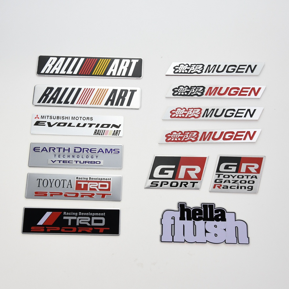 3D สติ๊กเกอร์ติดรถ TRD GR SPORT MUGEN HELLAFLUSH RALLIART EVOLUTION VTEC โลโก้  ติดตัวรถ สำหรับตกแต่