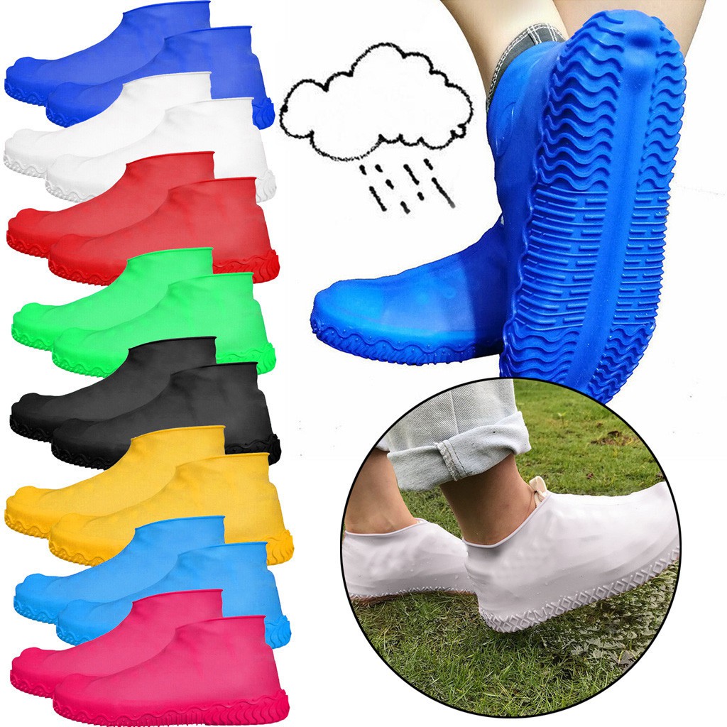 2X Silicone Overshoes Rain Waterproof Shoe Covers Boot Cover Protector Recyclabl