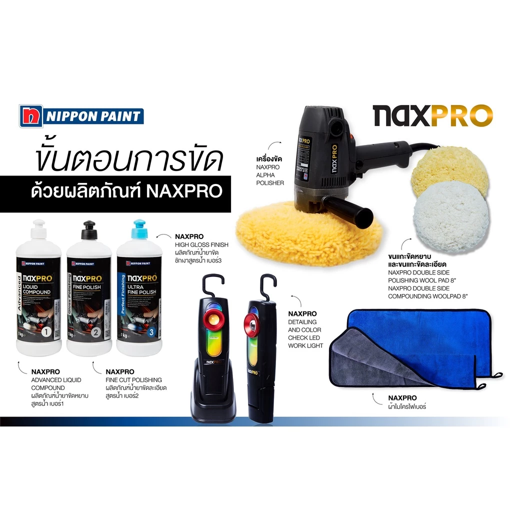 Naxpro น้ำยาขัดสีรถยนต์สูตรน้ำเกรด Premium 1kg 3 Step ขัดง่ายให้ความเงามากสุดสำหรับคนรักรถ thumbnail 6