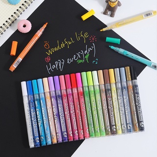 Peach🍑24 Color Acrylic Pen Marker Pen Office School Stationery Journal Diary Scrapbook Label Mark Decoration Pen