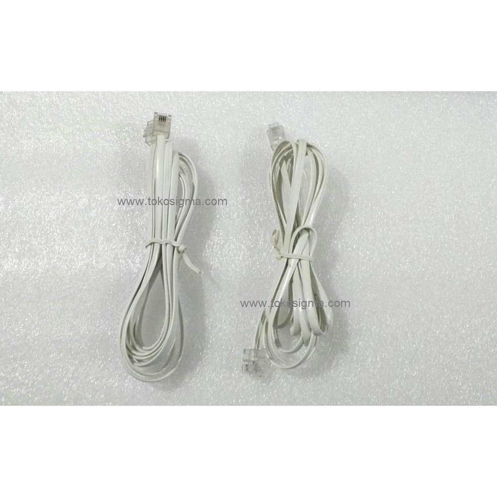 2 ชิ้น TELEPHONE CABLE 2 เมตร TELEPHONE RJ-11 6P4C pin 4 FLAT patch CABLE