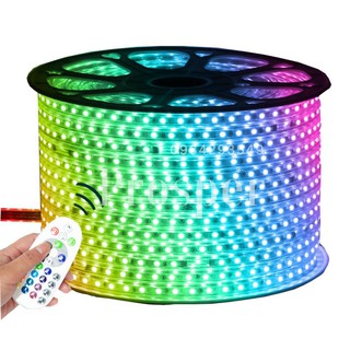 220V RGB 5050 - LED พร้อมรีโมทควบคุมไฟ ไฟเส้น ไฟในรถ ไฟแถบ เปลี่ยนสีได้ Light RGB STRIP ไฟเส้น ไฟตกแต่งห้