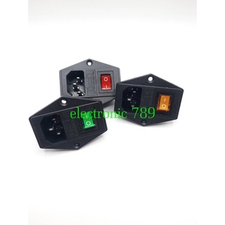 IEC320 C14 Inlet ปลั๊ก AC Power Socket 250V สีแดงโคมไฟ Rocker Switch 10A ฟิวส์หญิงที่แนะนำ Power CONNECTOR ปลั๊ก