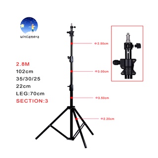 ขาตั้งไฟ 2.8 ม ขาตั้งแอร์ ( อลูมิเนียมอัลลอย ) 3 way head / Light stand 2.8M Air cushion ( Aluminum alloy ) 3 way head