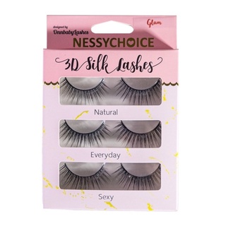 Nessychoice ขนตาปลอมขนไหม 3D silk lash (glam)