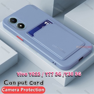 เคสโทรศัพท์ซิลิโคน TPU กันกระแทก พร้อมช่องใส่บัตร สําหรับ Vivo y02s Y02 S Y30 5G Y77 Y75 Y55 5G Y 02S 30 75 77 55