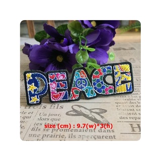 เครื่องหมาย peace ตัวรีดติดเสื้อ อาร์มรีด อาร์มปัก ตกแต่งเสื้อผ้า หมวก กระเป๋า แจ๊คเก็ตยีนส์ Hippie Embroidered Iron ...