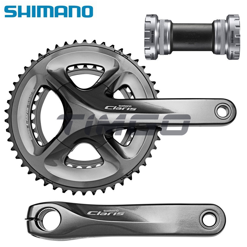 Shimano Claris FC-R2000 จักรยานเสือหมอบจักรยานพับ 28 ความเร็ว Hollowtech 2 Crankset 50-34T BB-RS500 ขายึดด้านล่าง