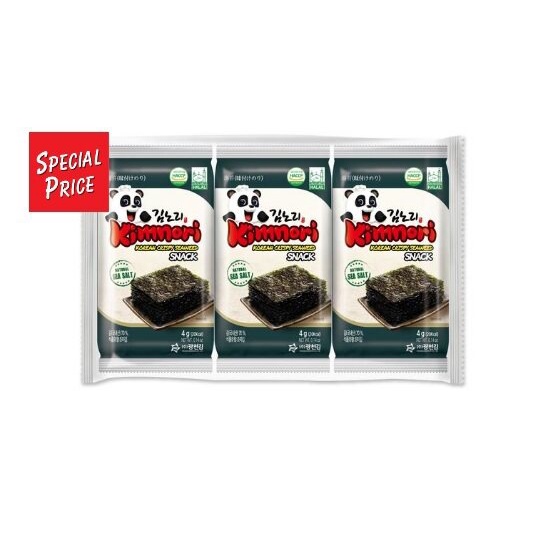 สาหร่าย Seaweed Original Kimnori12g สาหร่ายทอดกรอบ สาหร่ายอบกรอบ สาหร่ายทะเล (4gX3)