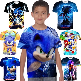 เสื้อยืดแขนสั้น พิมพ์ลายการ์ตูน Sonic สําหรับเด็กผู้ชาย