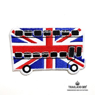 ตัวรีดติดเสื้อ รถเมล์อังกฤษ ธงชาติอังกฤษ England London Bus Patch งานปัก DIY ตัวรีด อาร์ม ติดเสื้อ เป้ กระเป๋าเดินทาง