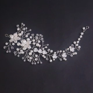 ที่คาดผมประดับคริสตัลรูปดอกไม้สีขาว