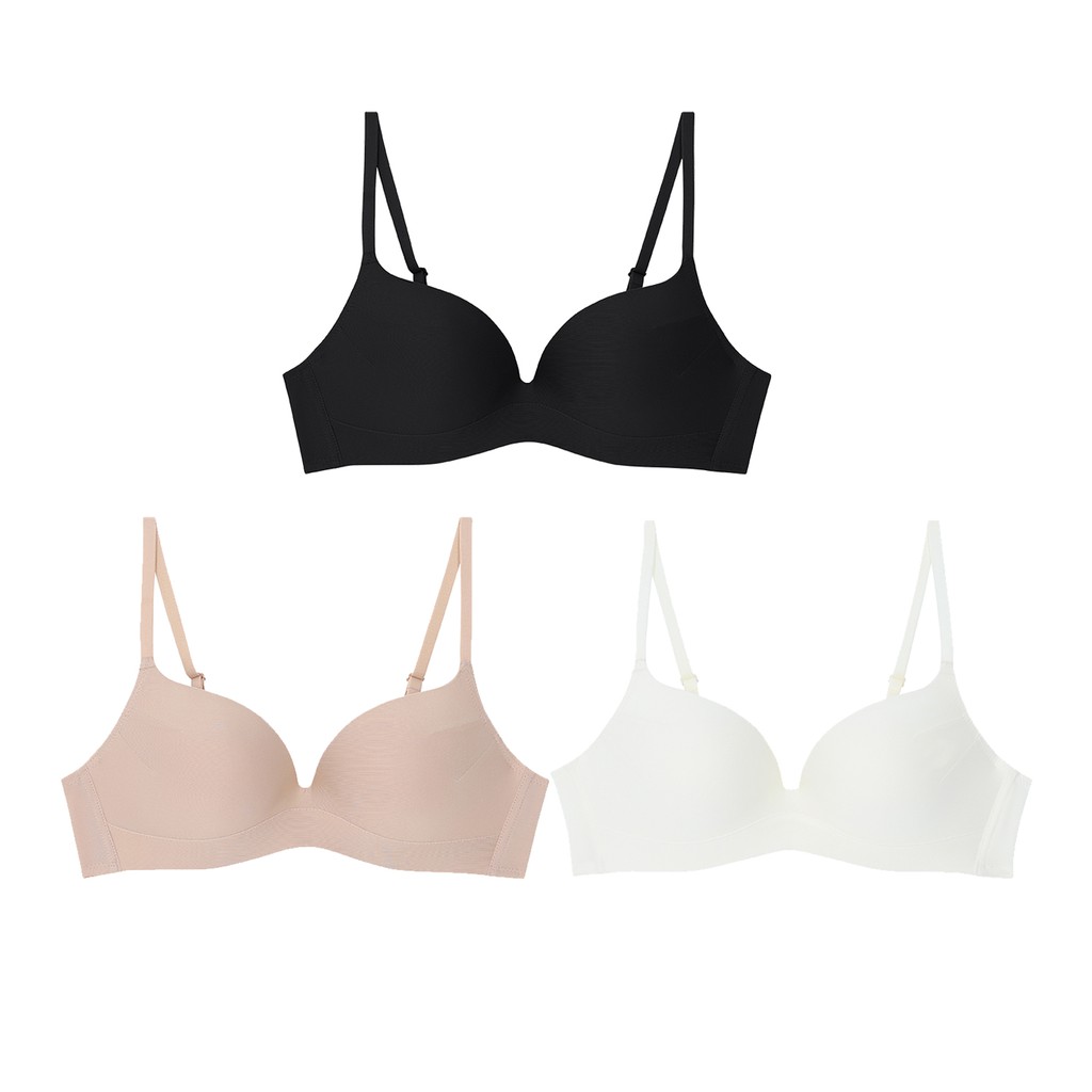 Wacoal Basic Bra set 3 ชิ้น บราไร้โครง รุ่น WB9B22 สีเนื้อ-ครีม-ดำ ...