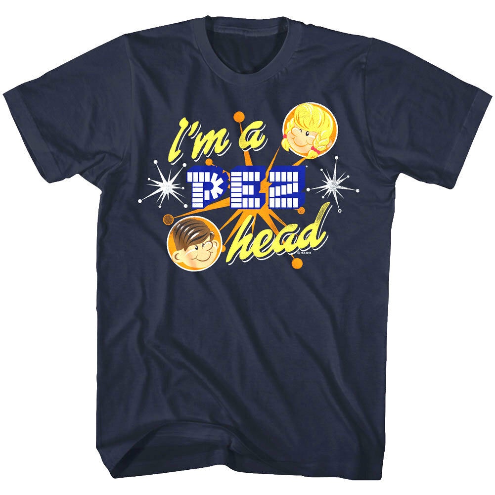 O-คอแขนสั้น Pez Candy IM Pez Head Stars Retro Dispenser Top Mens Casual เสื้อยืด