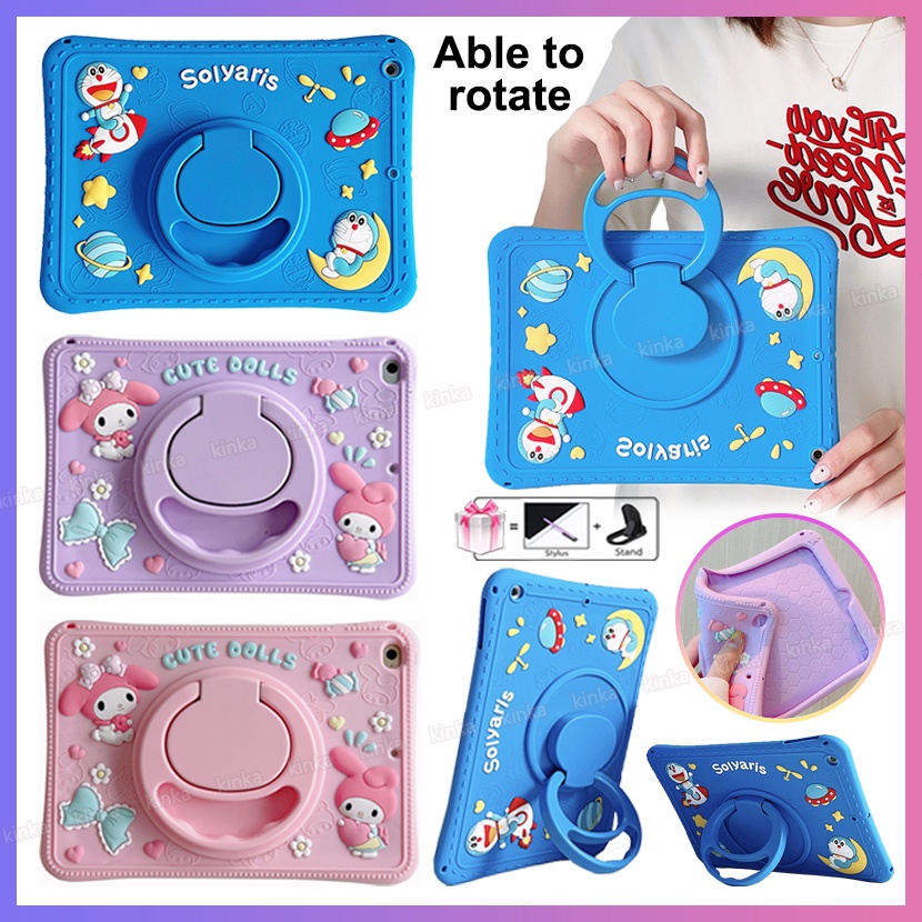 ขาตั้งหมุนได้ 360 องศาเด็กการ์ตูนน่ารัก Melody Rabbit Doraemon แท็บเล็ตกันกระแทกเคสฝาครอบป้องกันเคสสำหรับ ipad mini air pro 1 2 3 4 5 6 7 8 9 9.7 10.2 10.5 10.9 11 2017 2018 2019 2020 2021 2022